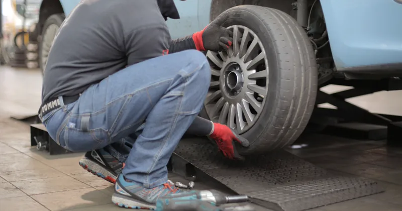 Tyre work in a workshop