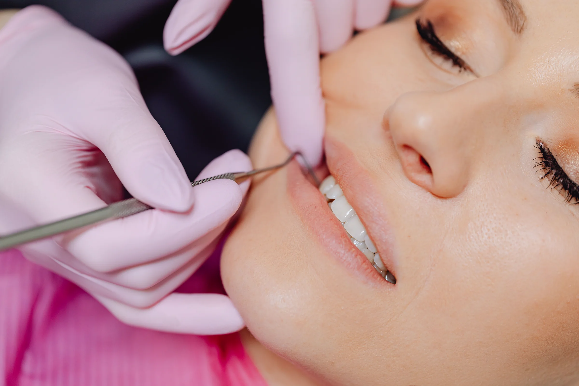 Patient receiving a dental check-up